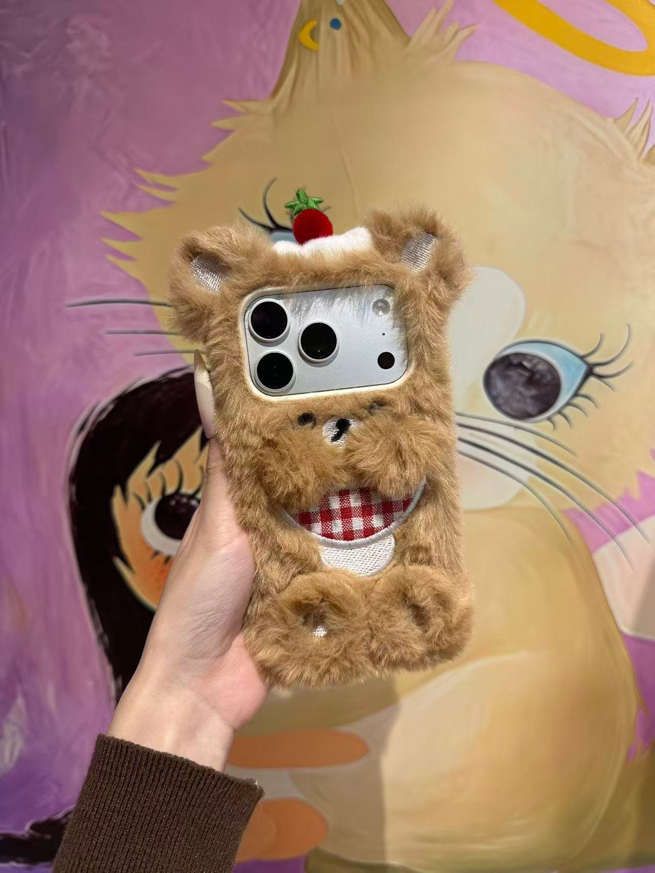Plush bear phone case
