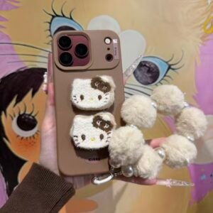 Brown plush KT phone case