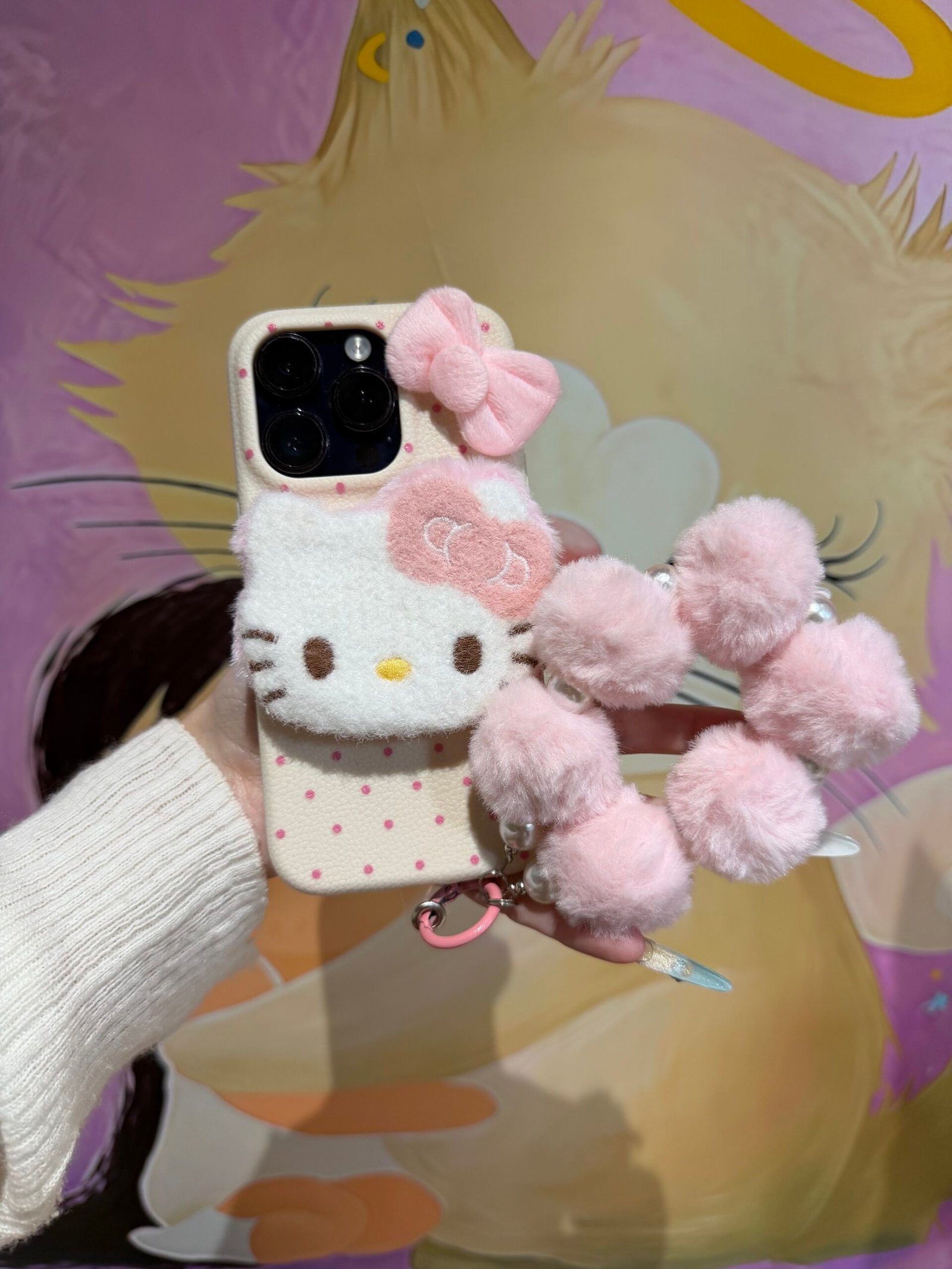 Pink Polka-Dot Cat Phone Case